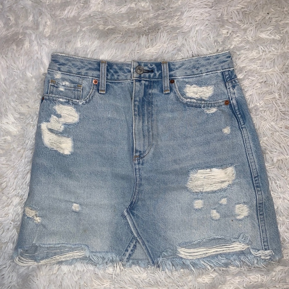 Shirt jean ripped skirt